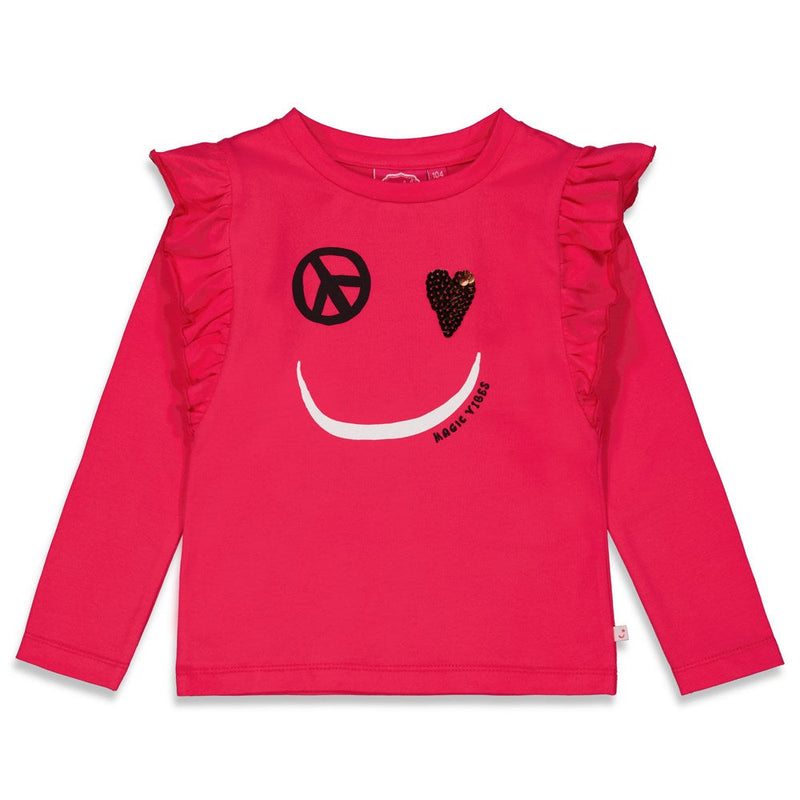 Meisjes Longsleeve ruches - Made Of Magic van Jubel in de kleur Fuchsia in maat 140.