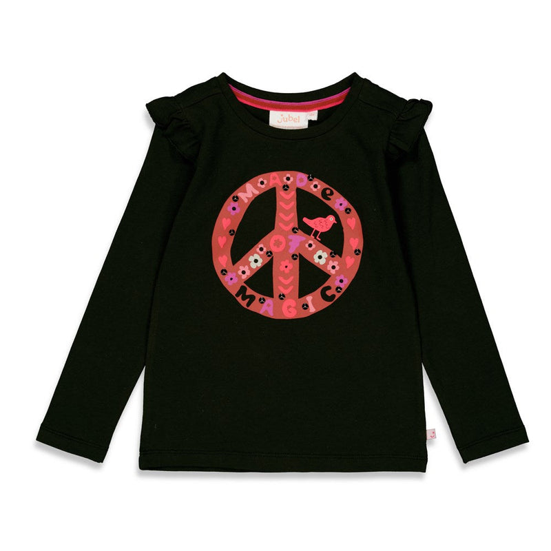 Meisjes Longsleeve - Made Of Magic van Jubel in de kleur Antraciet in maat 140.