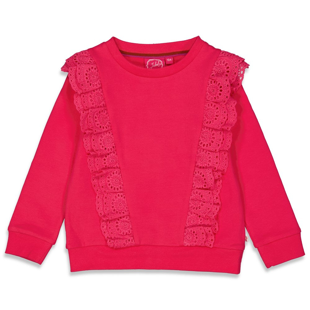 Meisjes Sweater ruches - Made Of Magic van Jubel in de kleur Fuchsia in maat 140.