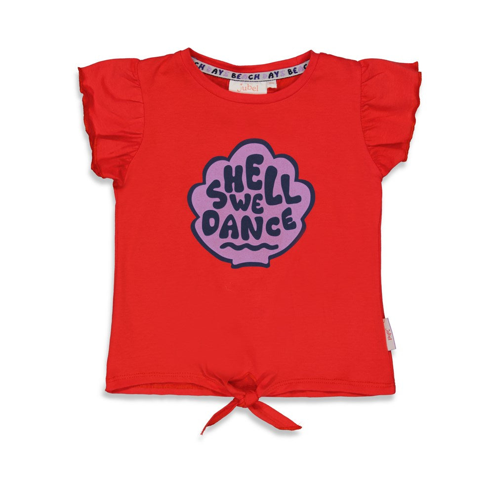 Meisjes T-shirt - Shell We Dance van Jubel in de kleur Rood in maat 140.