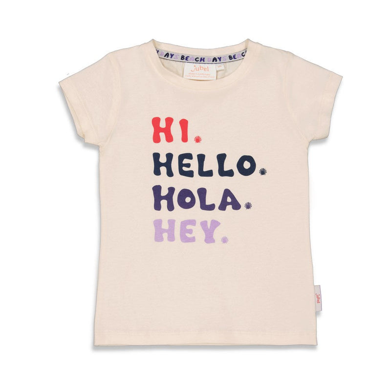 Meisjes T-shirt Hi - Shell We Dance van Jubel in de kleur Off White in maat 140.