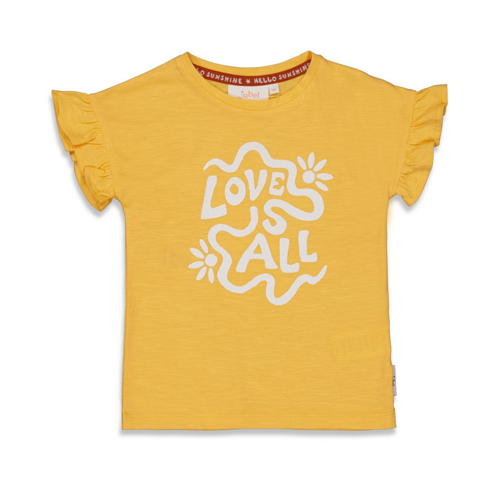 Meisjes T-shirt Love - Have A Nice Daisy van Jubel in de kleur Geel in maat 140.