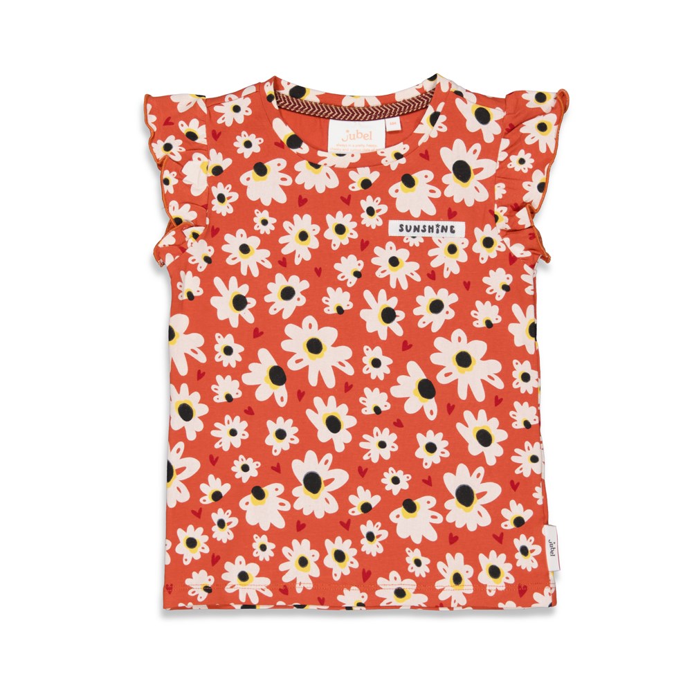 Meisjes T-shirt AOP - Have A Nice Daisy van Jubel in de kleur Roest in maat 140.