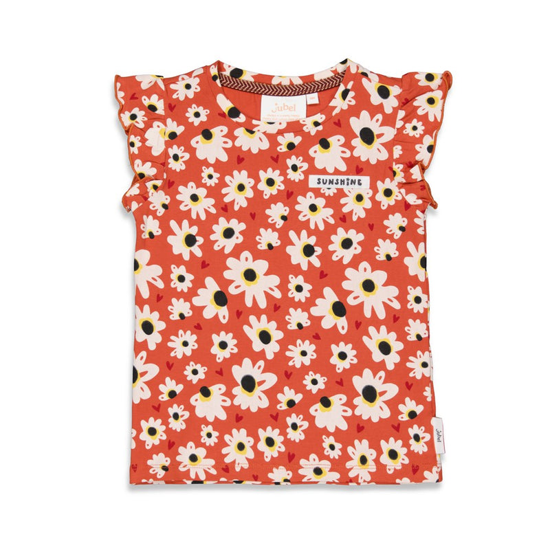 Meisjes T-shirt AOP - Have A Nice Daisy van Jubel in de kleur Roest in maat 140.