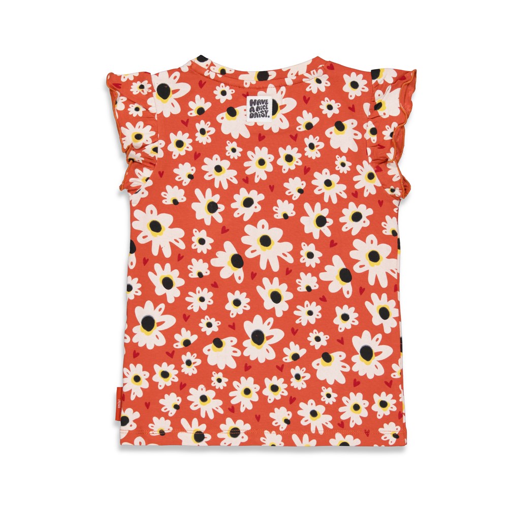 Meisjes T-shirt AOP - Have A Nice Daisy van Jubel in de kleur Roest in maat 140.