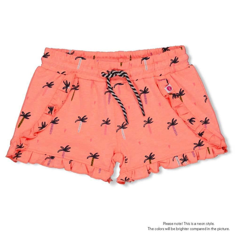 Meisjes Short AOP - Whoopsie Daisy van Jubel in de kleur Neon Koraal in maat 140.