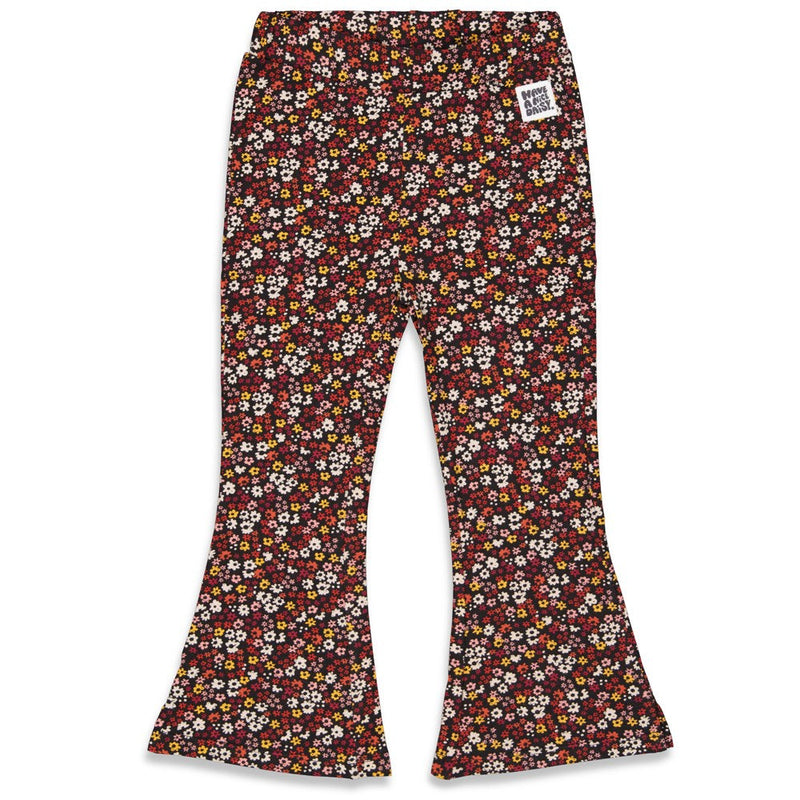 Meisjes Flared broek AOP - Have A Nice Daisy van Jubel in de kleur Antraciet in maat 140.