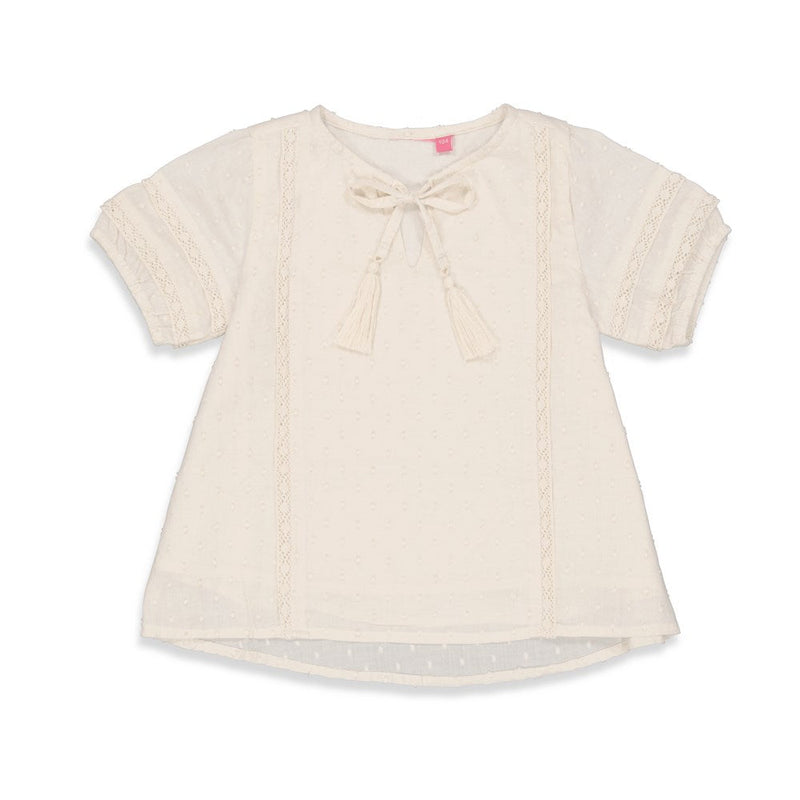 Meisjes Blouse - Have A Nice Daisy van  in de kleur Off White in maat 140.