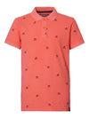Jongens Polo korte mouw AOP palmtrees van Petrol in de kleur Fiery Coral in maat 176.