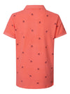 Jongens Polo korte mouw AOP palmtrees van Petrol in de kleur Fiery Coral in maat 176.