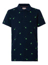 Jongens Polo korte mouw AOP palmtrees van Petrol in de kleur Dark Navy in maat 176.