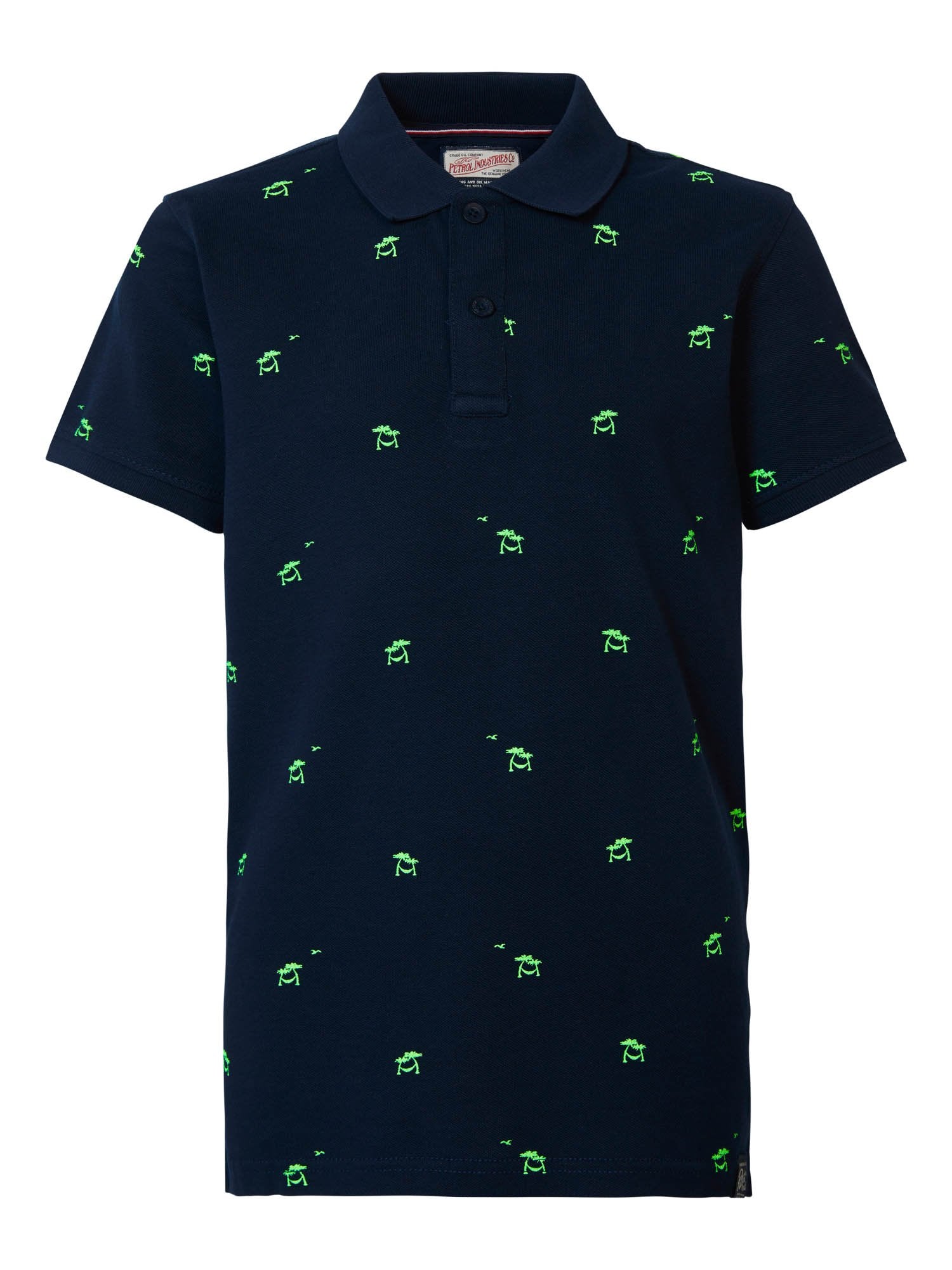 Petrol Polo korte mouw AOP palmtrees