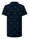 Jongens Polo korte mouw AOP palmtrees van Petrol in de kleur Dark Navy in maat 176.