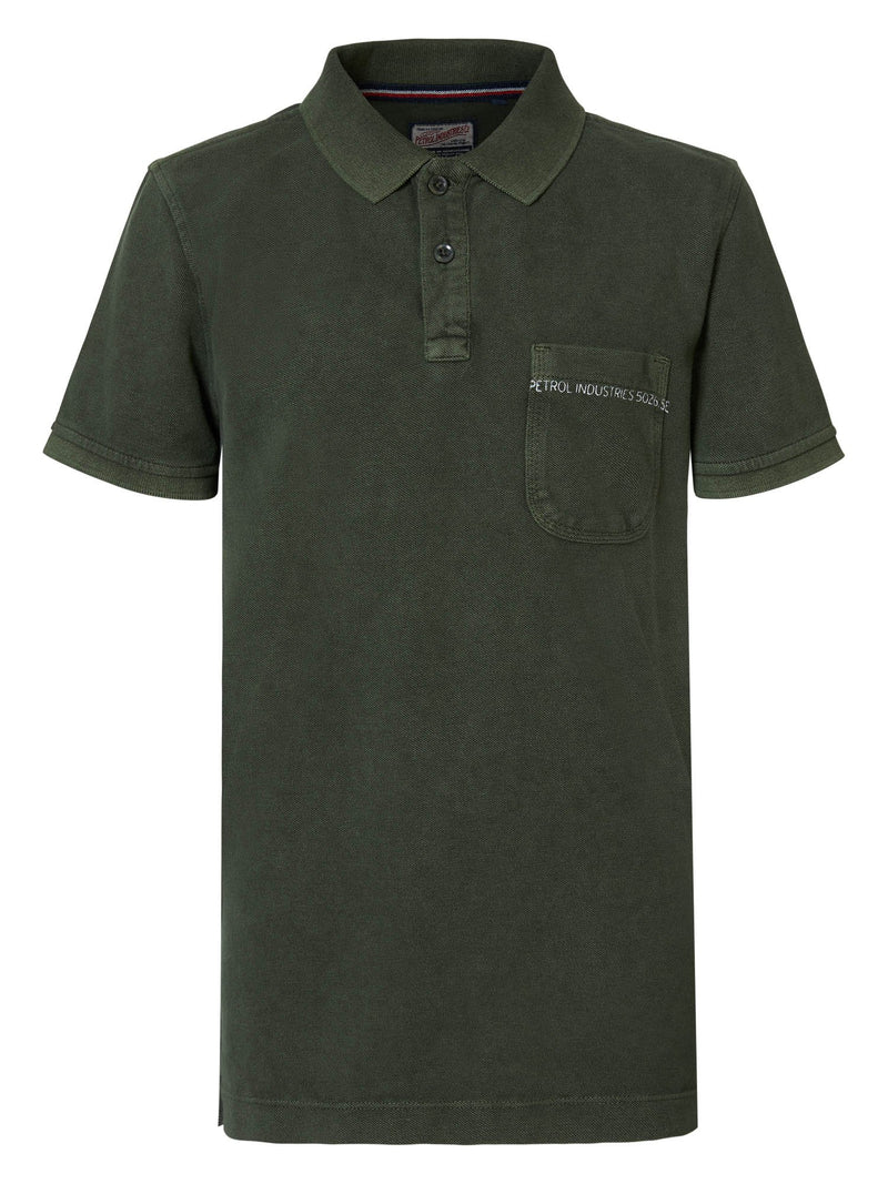 Jongens Polo korte mouw van Petrol in de kleur Dusty Army in maat 176.