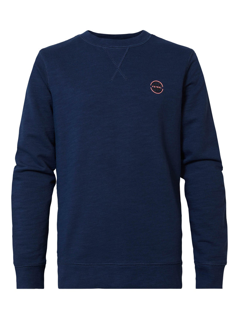 Jongens Sweater R-neck van Petrol in de kleur Dark Petrol in maat 176.