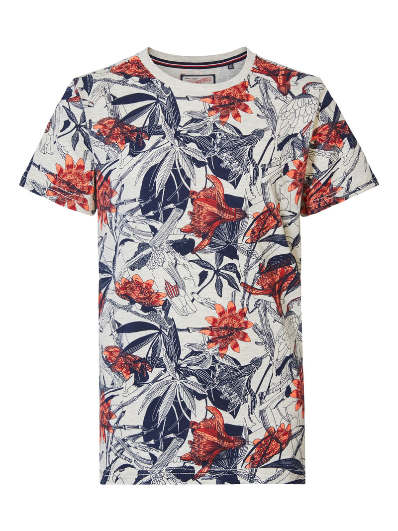 Jongens T-shirt SS R-neck botanic van Petrol in de kleur Fiery Coral in maat 176.