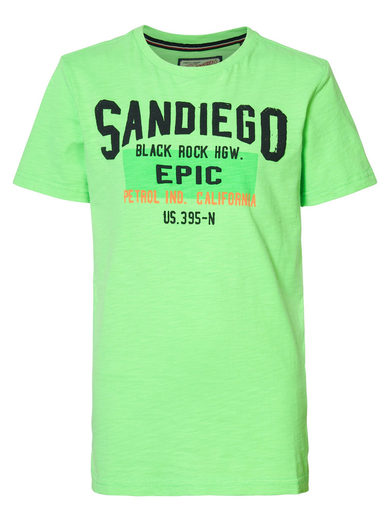 Jongens T-shirt SS R-neck San Diego van Petrol in de kleur Green Gecko in maat 176.