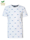 Jongens T-shirt SS R-neck AOP bicycles van Petrol in de kleur Bright White in maat 176.