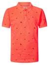 Jongens Polo short sleeve AOP van Petrol in de kleur Fiery Coral in maat 176.
