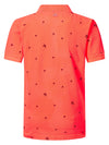 Jongens Polo short sleeve AOP van Petrol in de kleur Fiery Coral in maat 176.