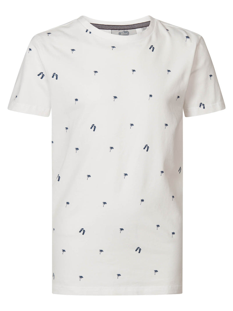 Jongens T-shirt AOP van Petrol in de kleur Bright White in maat 176.
