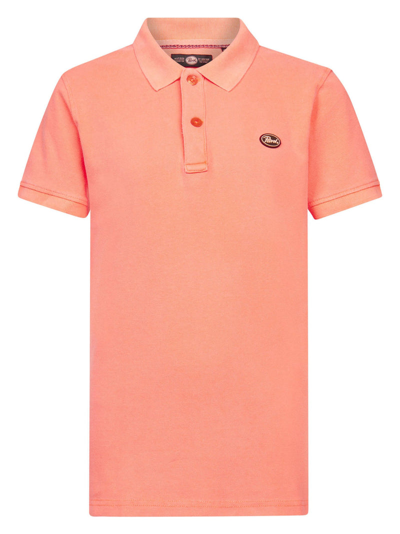 Jongens Polo Short Sleeve van Petrol in de kleur Fiery Coral in maat 176.