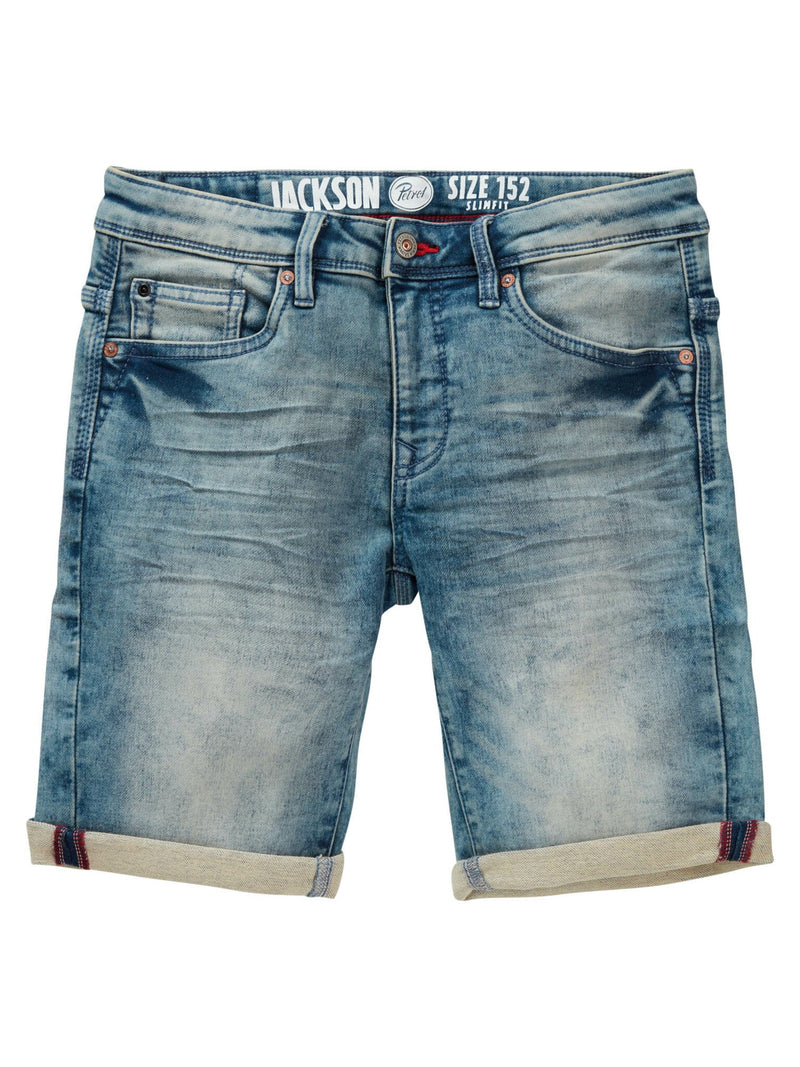 Jongens Denim Short Jackson van Petrol in de kleur Dusty miner in maat 176.