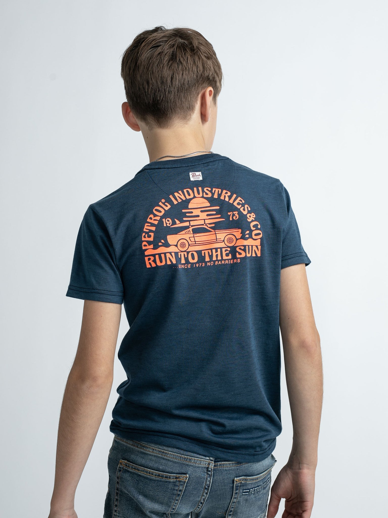Jongens T-Shirt SS van Petrol in de kleur Stone Blue in maat 176.