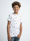 Jongens T-Shirt SS AOP van Petrol in de kleur Bright White in maat 176.