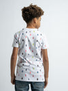 Jongens T-Shirt SS AOP van Petrol in de kleur Bright White in maat 176.
