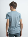 Jongens T-Shirt SS Classic Print van Petrol in de kleur Dusty Blue in maat 176.
