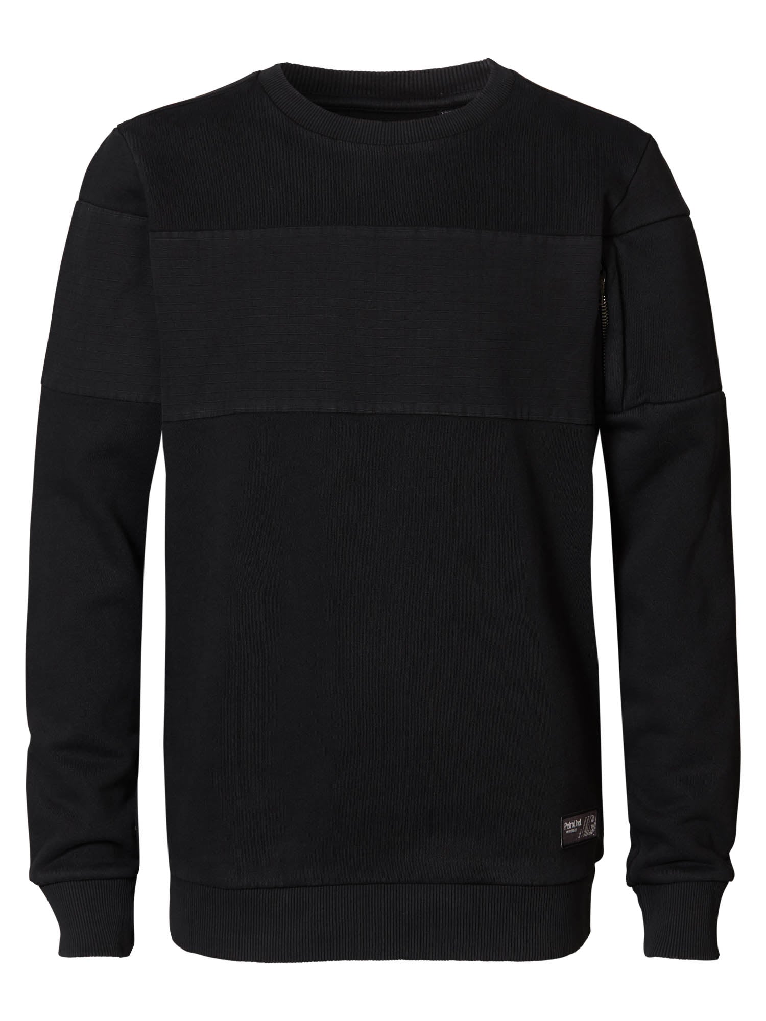 Jongens Sweater R-Neck van Petrol in de kleur Black in maat 176.