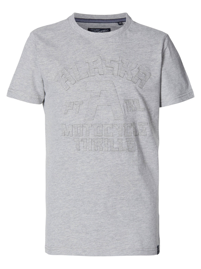 Jongens T-shirt R-Neck van Petrol in de kleur Light Grey Melee in maat 176.