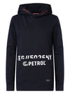 Jongens Hooded Sweater Text van Petrol in de kleur Dark Navy in maat 164.