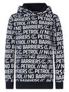 Jongens Hooded Sweater with Text Allover van Petrol in de kleur Dark Navy in maat 164.