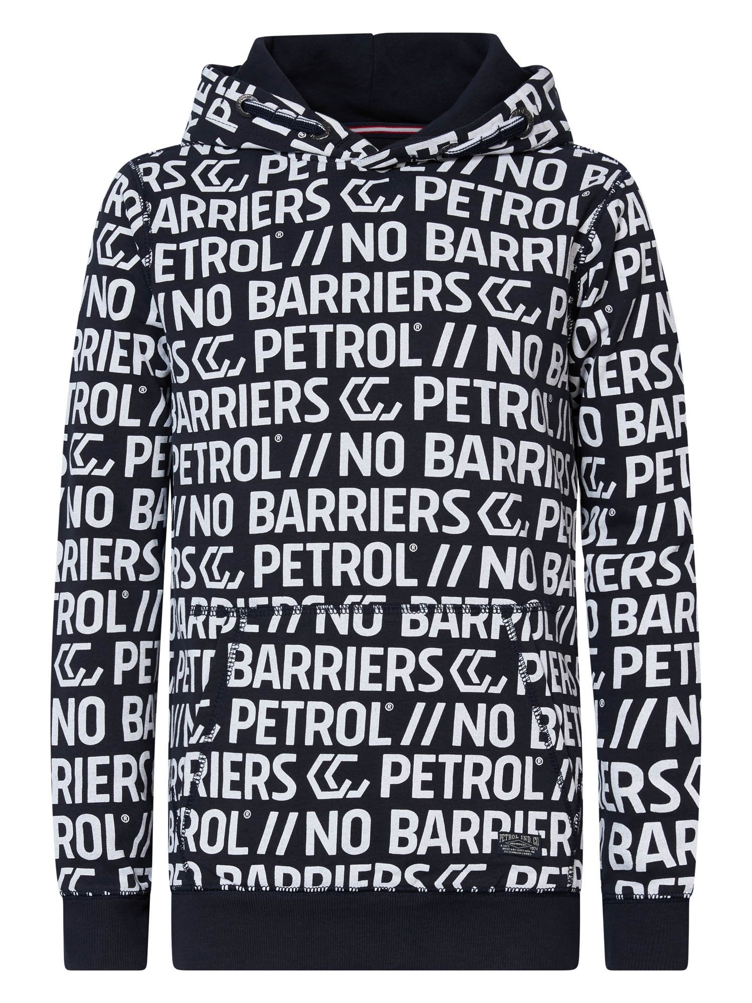 Petrol Hooded Sweater with Text Allover