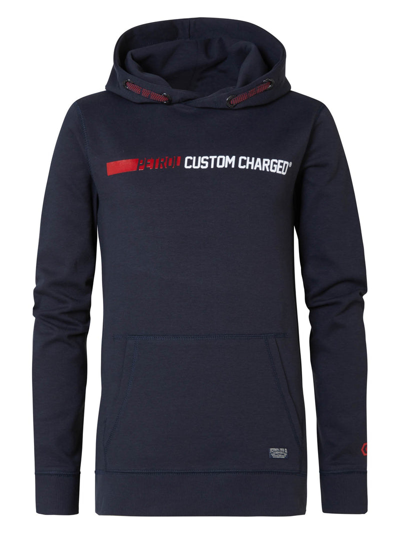 Jongens Hooded Sweater Custom Charged van Petrol in de kleur Dark Navy in maat 164.