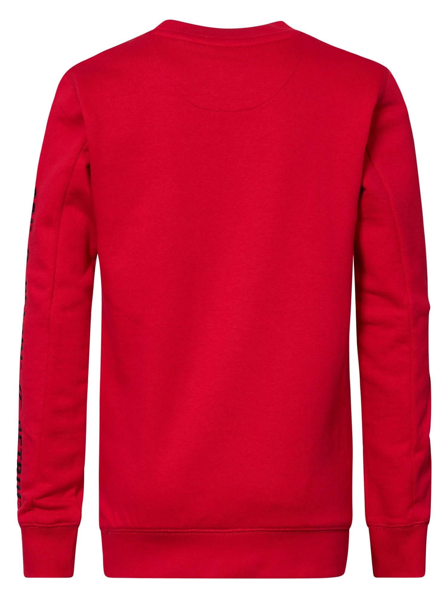 Jongens Sweater Crewneck with Text on Sleeve van Petrol in de kleur Urban Red in maat 164.