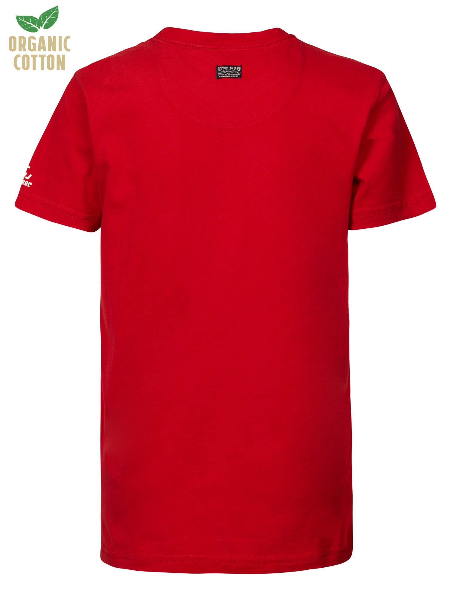 Jongens T-shirt No Barriers van Petrol in de kleur Urban Red in maat 164.