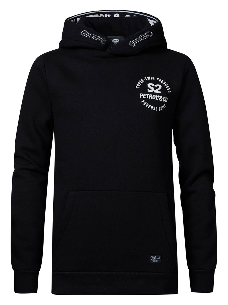 Jongens Boys Sweater Hooded Print van Petrol in de kleur Black in maat 164.