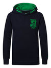 Jongens Boys Sweater Hooded Print van Petrol in de kleur Dark Sapphire in maat 164.