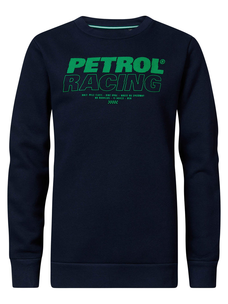 Jongens Boys Sweater Round Neck Print van Petrol in de kleur Dark Sapphire in maat 164.