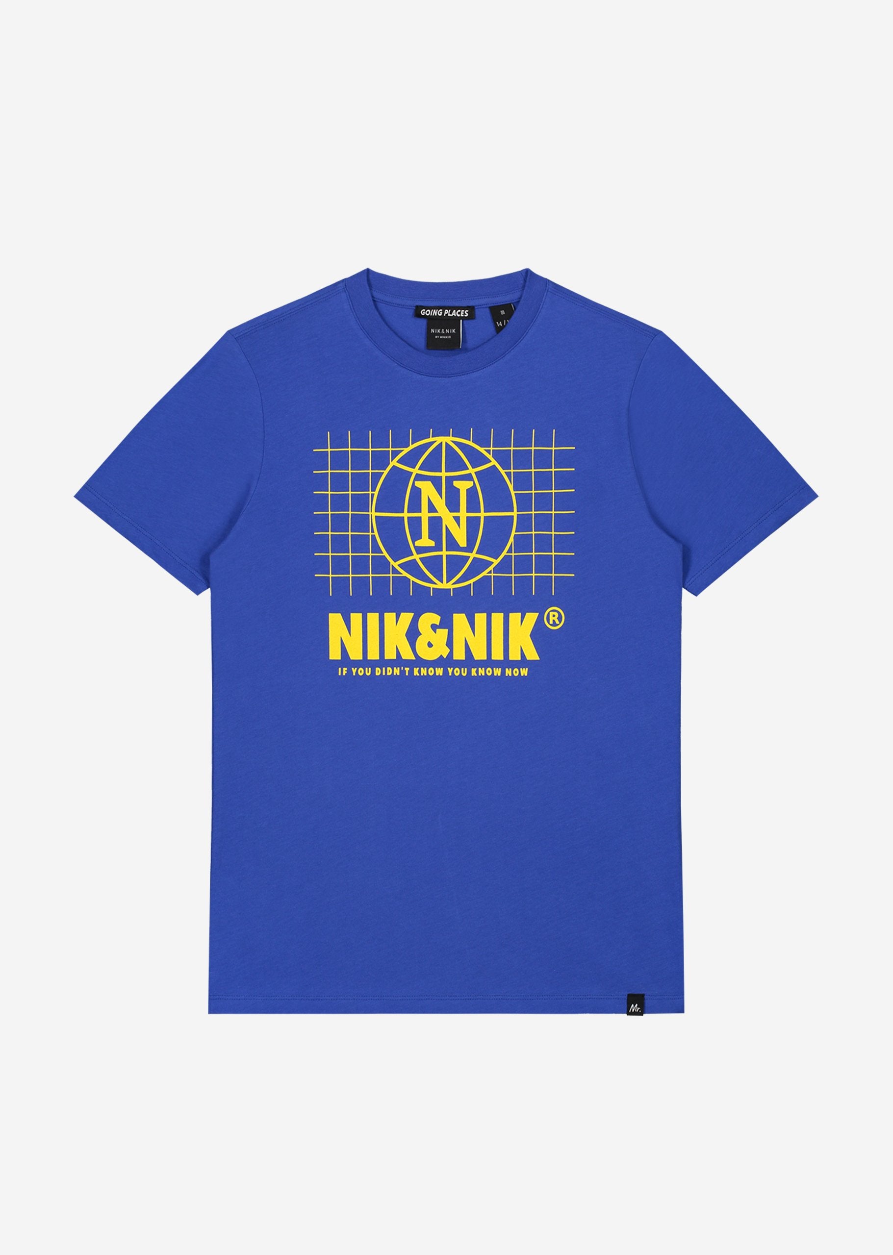 Jongens N Global T-Shirt van Nik & Nik in de kleur Space Blue in maat 176.