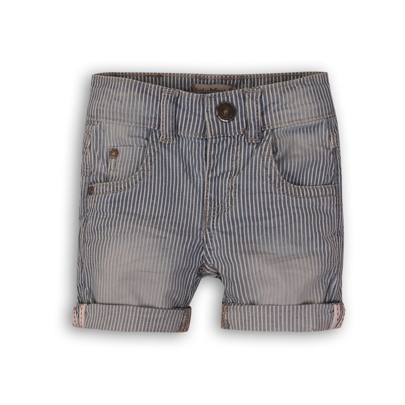 Baby Jongens Baby jeans short van Koko Noko  in de kleur Denim stripe in maat 86.