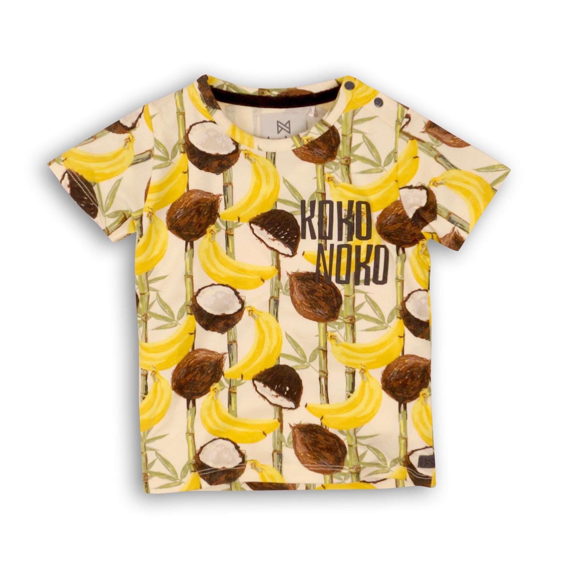 Baby Jongens Baby t-shirt van Koko Noko  in de kleur Aop yellow in maat 86.