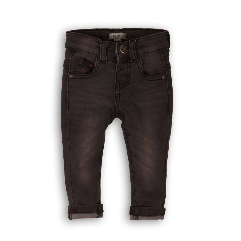 Baby Jongens Baby jeans van Koko Noko  in de kleur Dark grey in maat 86.