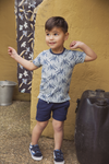 Baby Jongens Baby t-shirt van Koko Noko  in de kleur Blue + aop in maat 86.