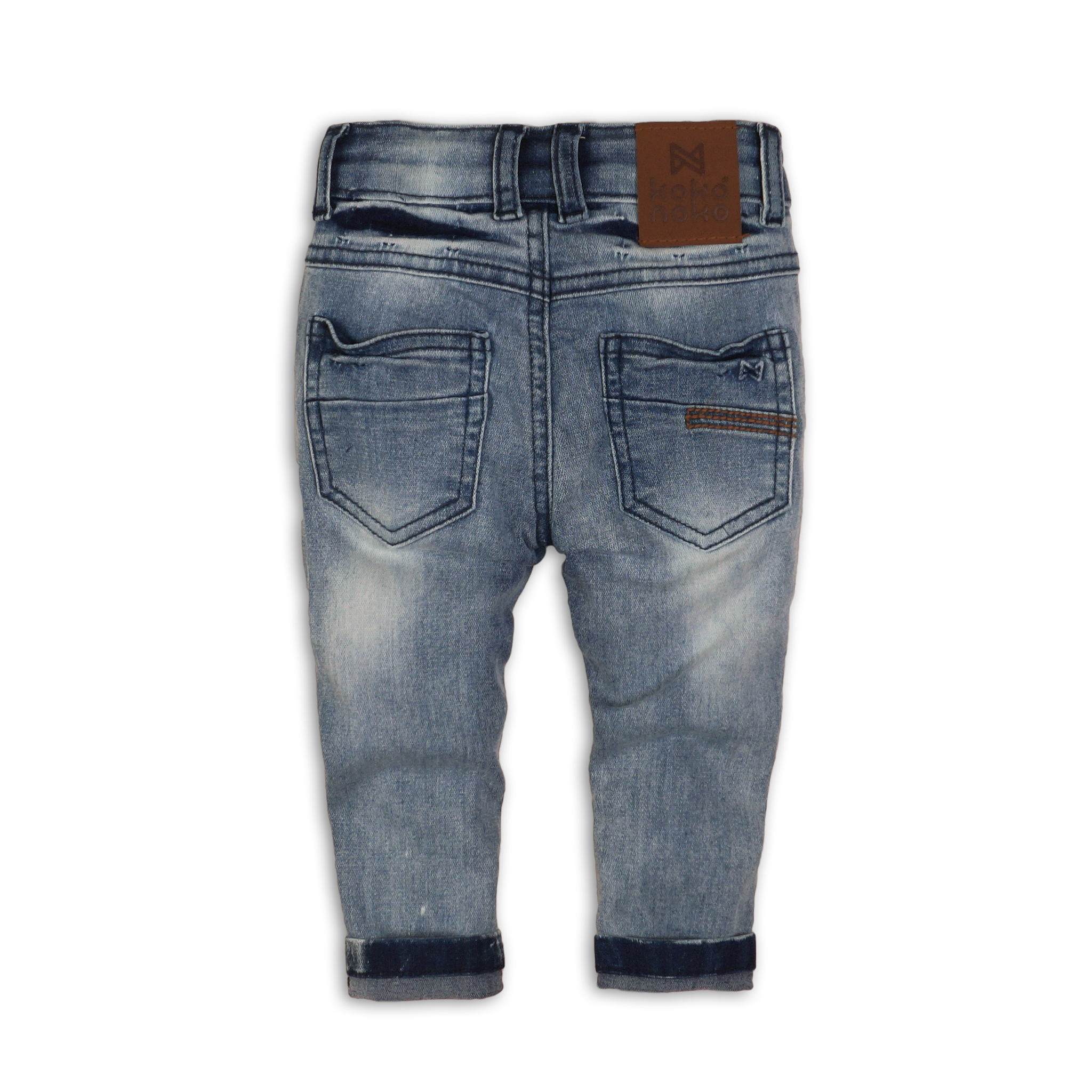 Baby Jongens Baby jeans van Koko Noko  in de kleur Blue jeans in maat 86.