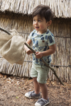 Baby Jongens Baby t-shirt van Koko Noko  in de kleur Faded green + aop in maat 86.