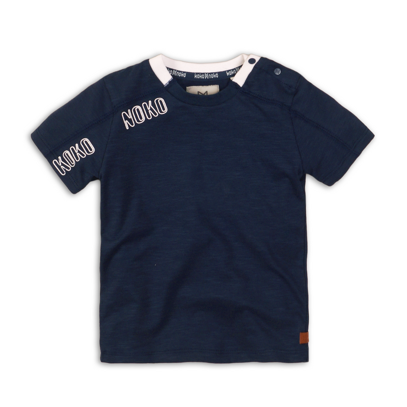 Baby Jongens Baby t-shirt van Koko Noko  in de kleur Navy in maat 86.